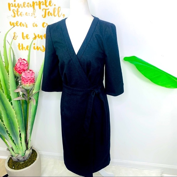 J. Crew Dresses & Skirts - J. Crew 100% Wool Charcoal Gray Wrap Dress Size 4